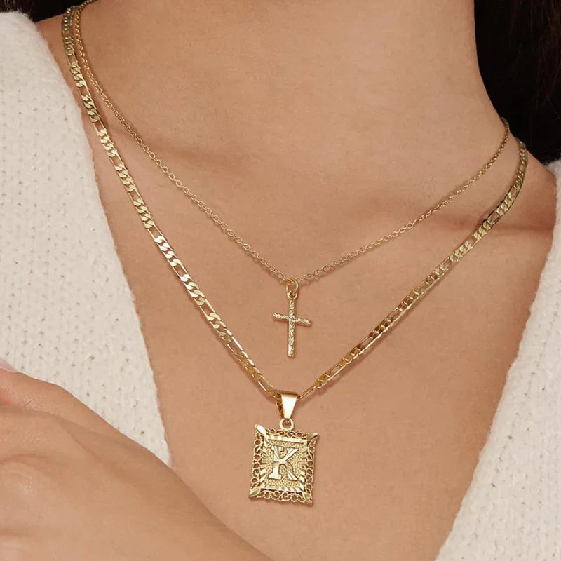 Cruz Inicial | Set de collares | Dorado