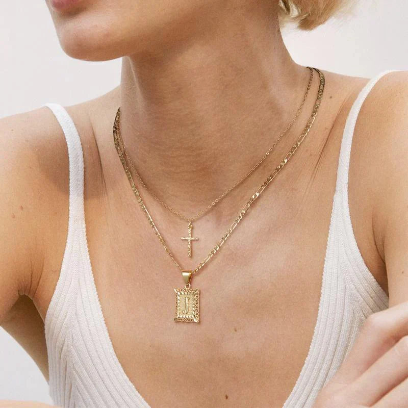 Cruz Inicial | Set de collares | Dorado