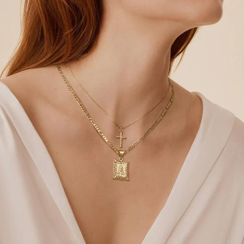 Cruz Inicial | Set de collares | Dorado