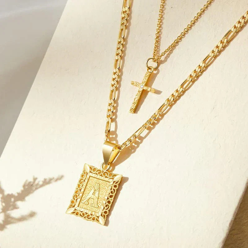 Cruz Inicial | Set de collares | Dorado
