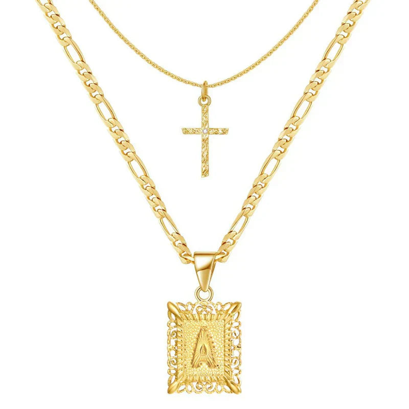 Cruz Inicial | Set de collares | Dorado