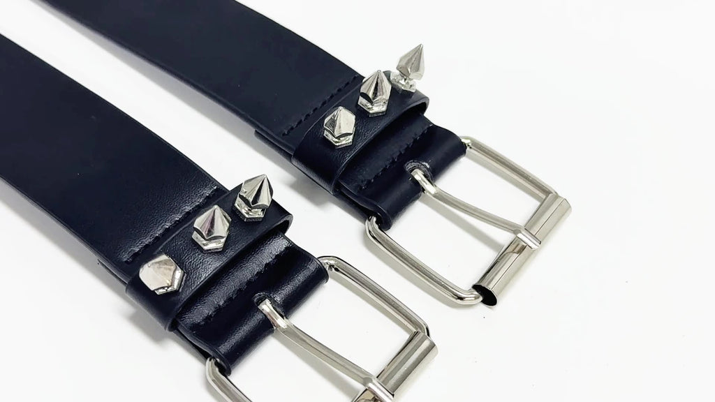 Cinturón para mujer con remache de perlas en forma de punta de tres filas