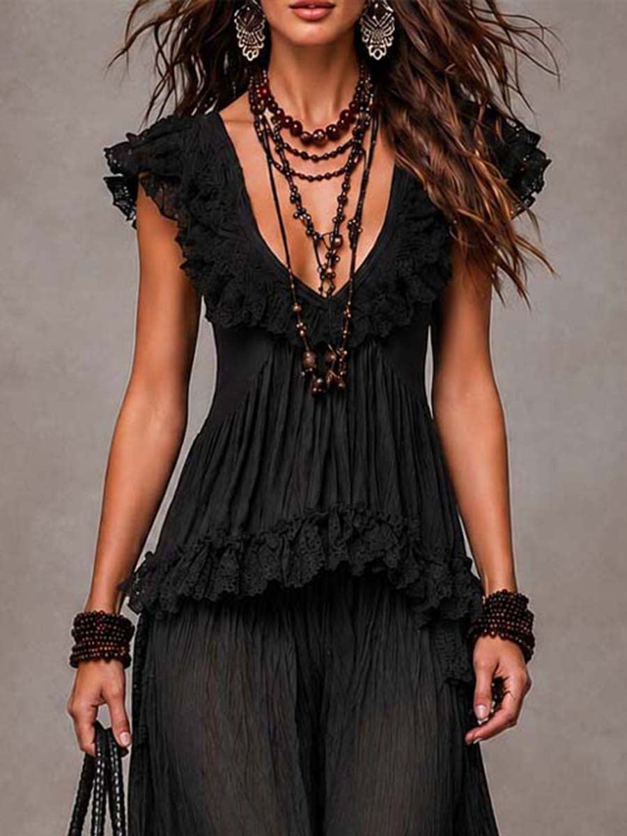 Black Bohemio V-Neck set