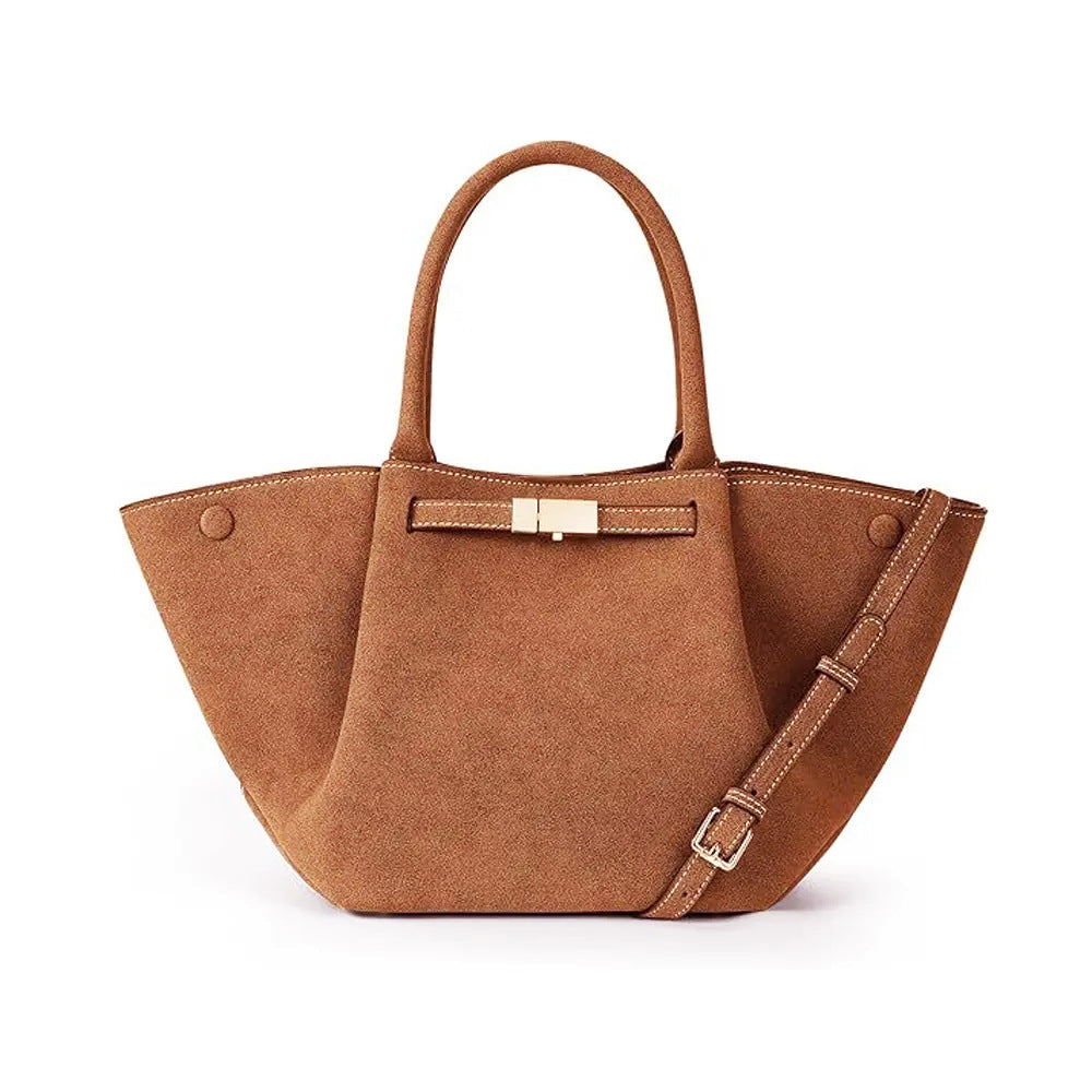 Bolso tote vintage versátil de ante falso