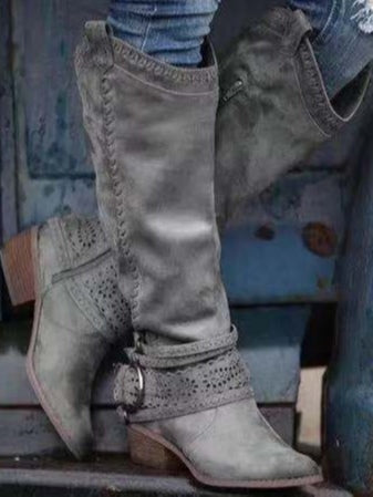 Botas de caballero de cuero vintage con hebillas y caña alta