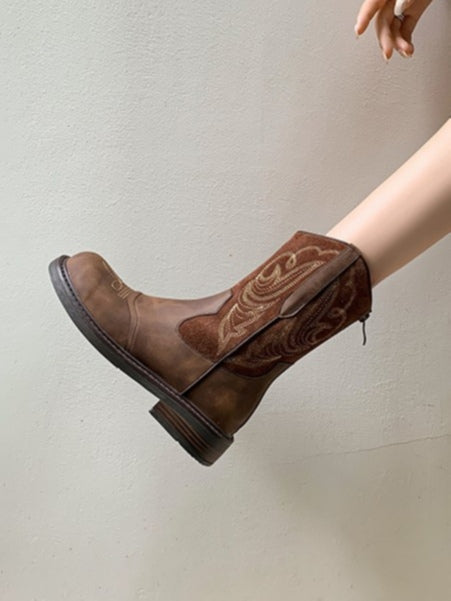 Botas de vaquero western bordadas retro británicas