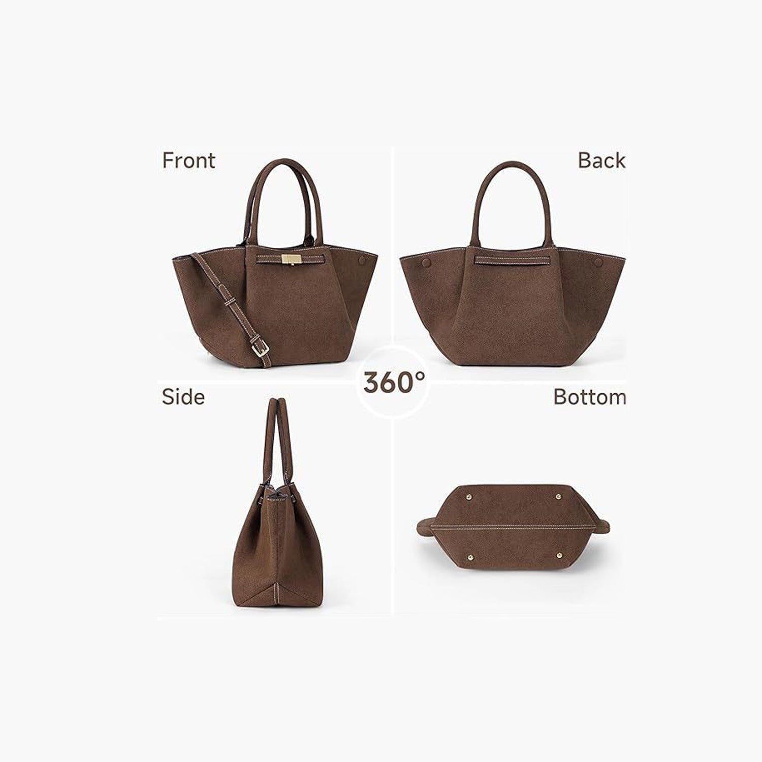 Bolso tote vintage versátil de ante falso