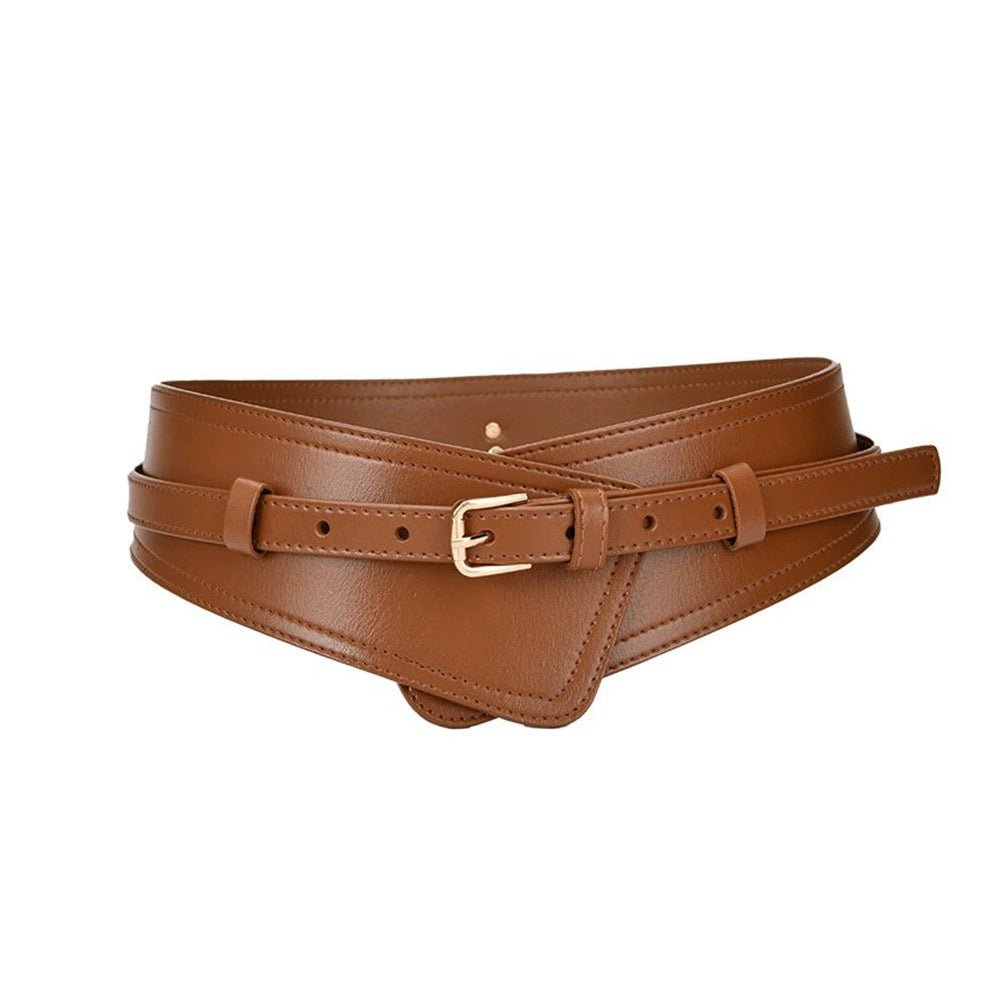 Cinturón ancho de cuero sintético a la moda para mujer