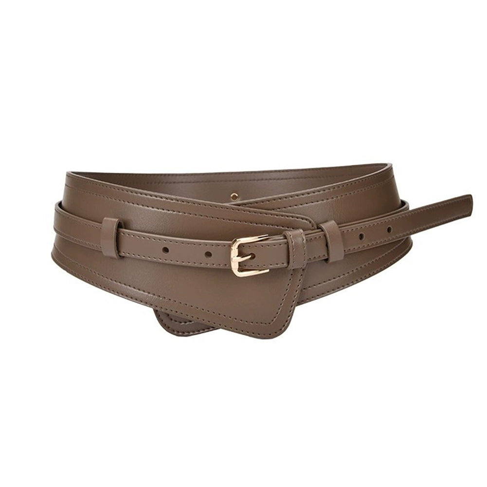 Cinturón ancho de cuero sintético a la moda para mujer