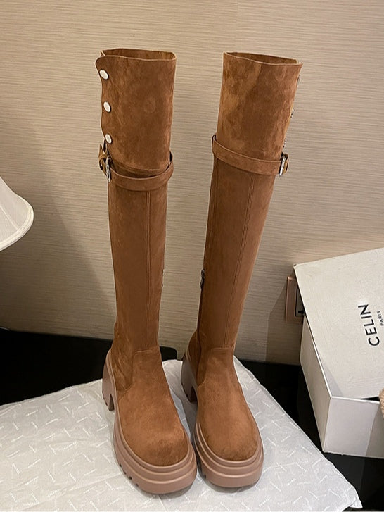 Botines altos marrón, botas largas, botas de caballero