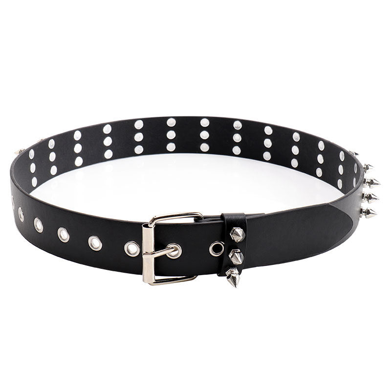 Cinturón para mujer con remache de perlas en forma de punta de tres filas
