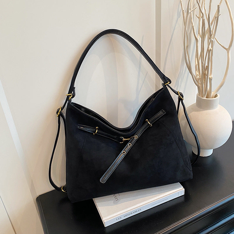 Bolso de hombro y bandolera multifuncional de ante de alta gama vintage