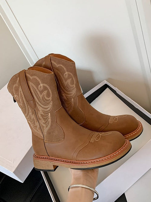 Botas de vaquero western bordadas retro británicas