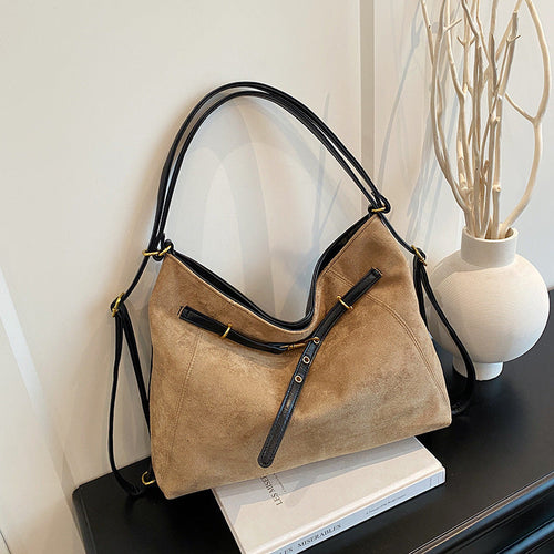 Bolso de hombro y bandolera multifuncional de ante de alta gama vintage