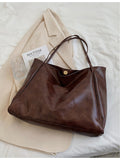 Bolso de hombro tipo canasta de cuero suave de gran capacidad