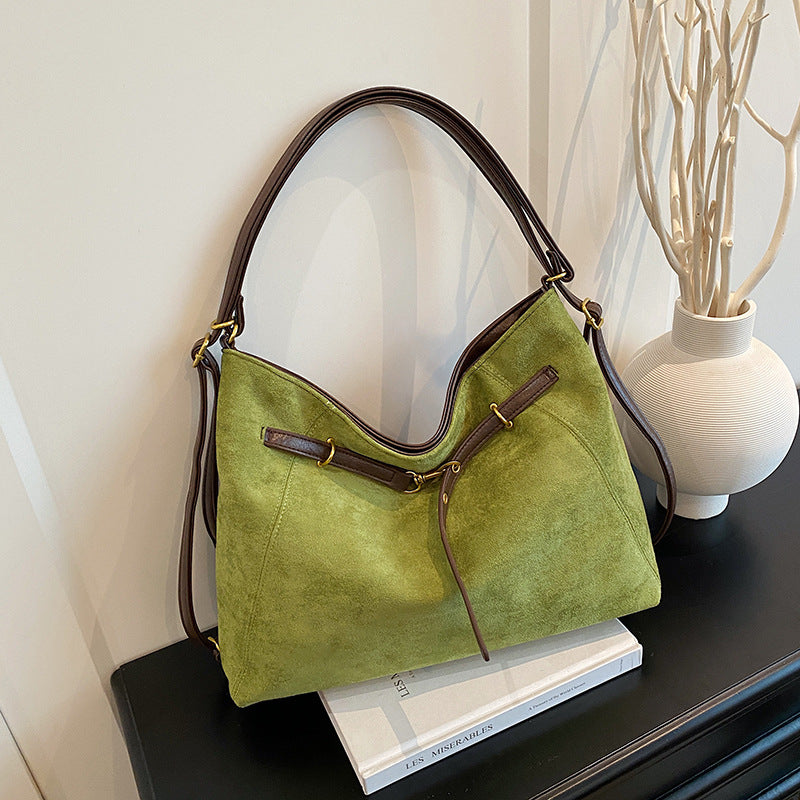 Bolso de hombro y bandolera multifuncional de ante de alta gama vintage