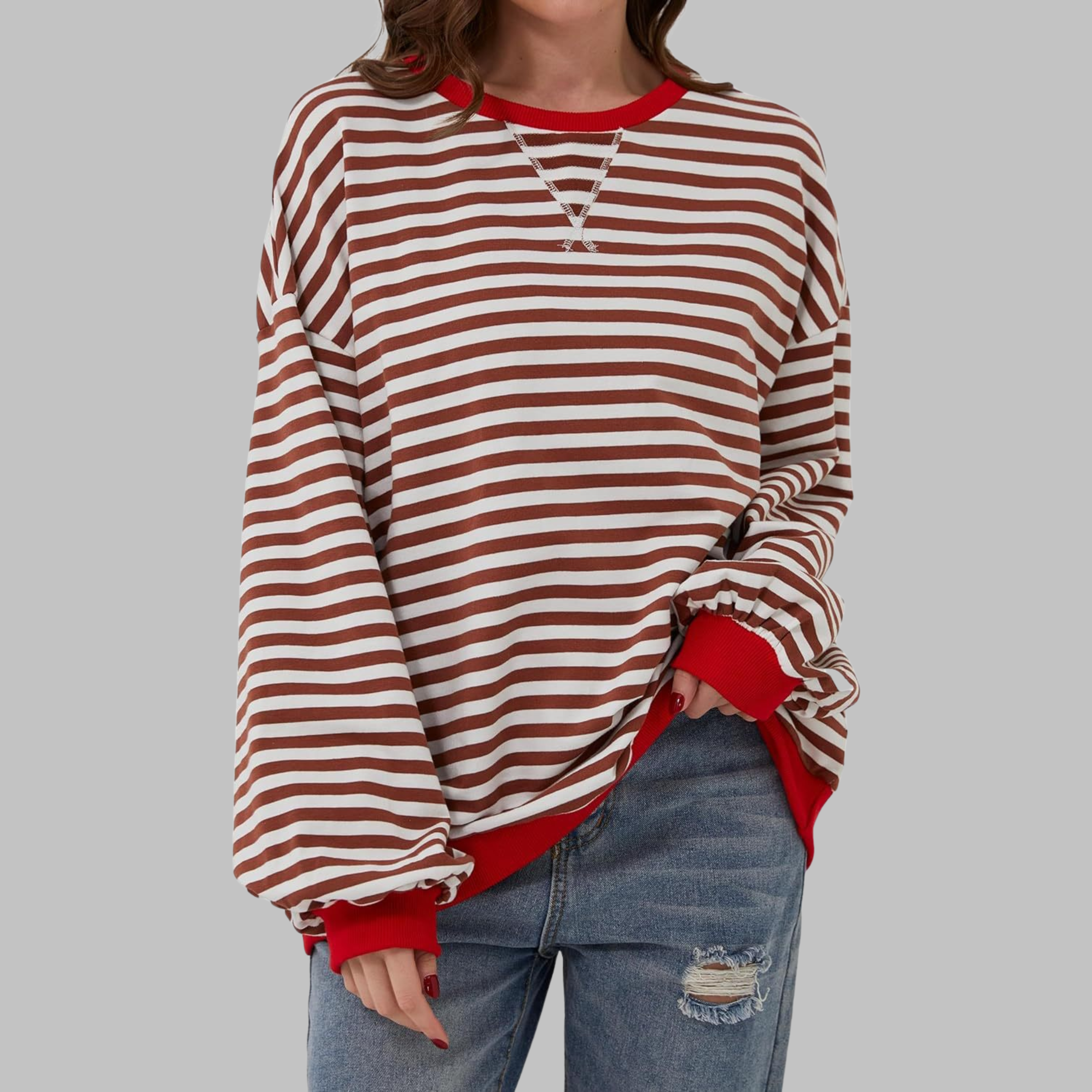 LUKA - Blusa suave de manga larga a rayas - Capa ligera para la primavera