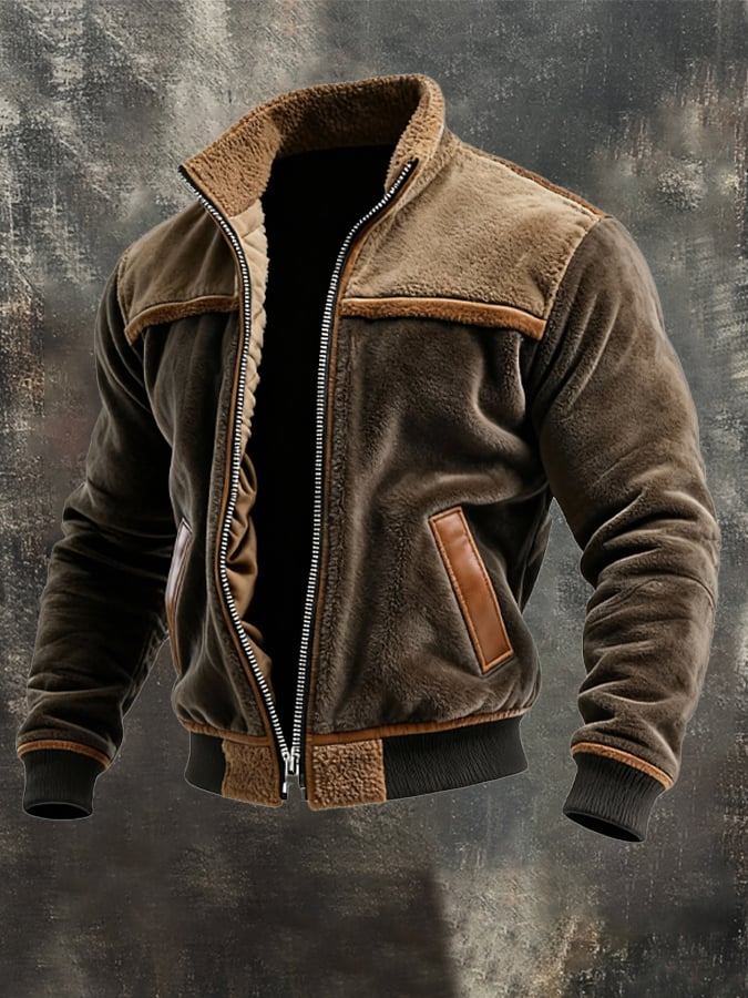 ADAM™ | Chaqueta cálida de satén y cuero con forro polar