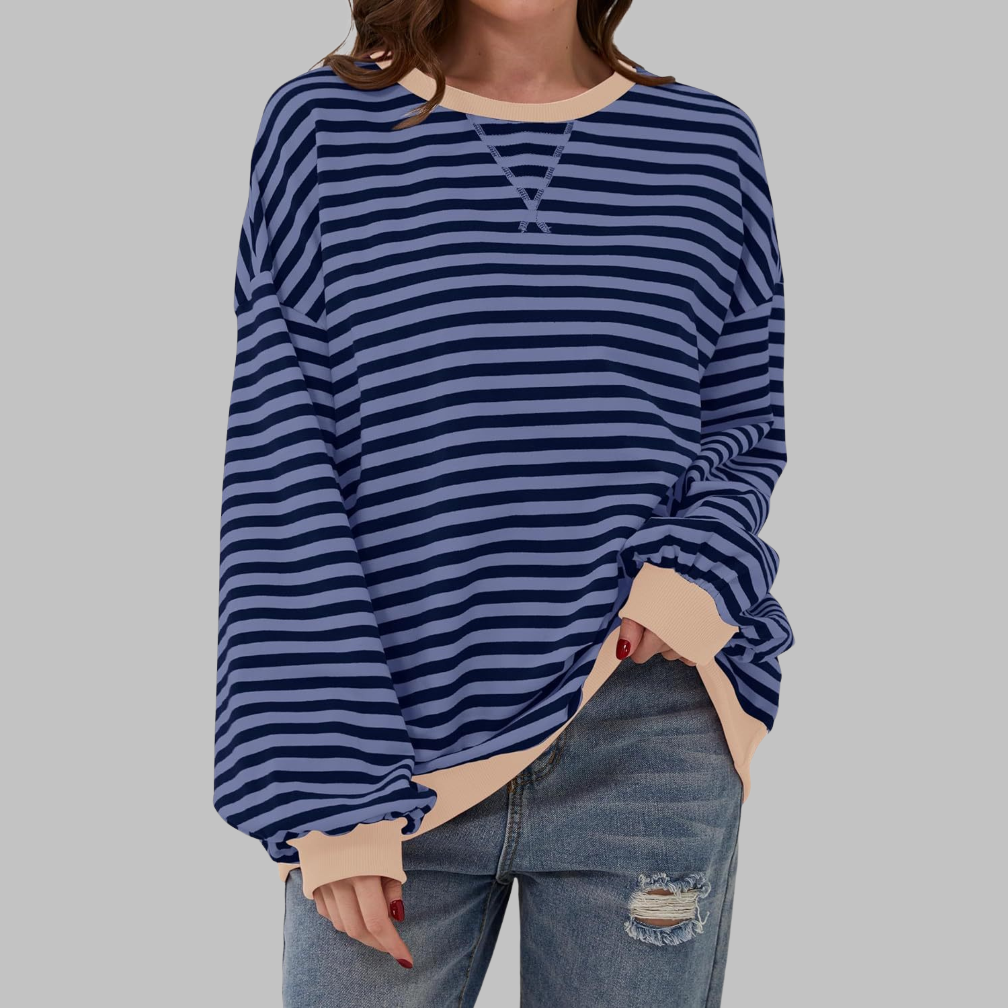 LUKA - Blusa suave de manga larga a rayas - Capa ligera para la primavera