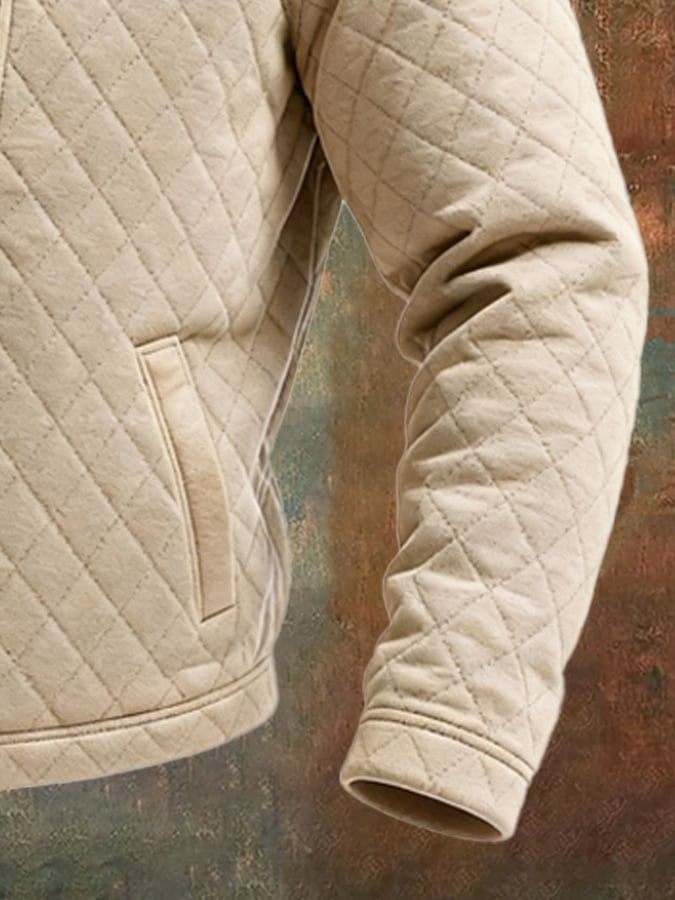 TOMASZ™ | Anorak acolchado beige con inserciones de cuero