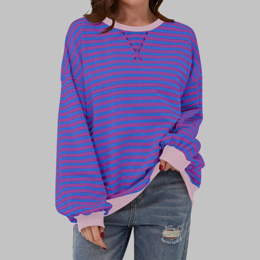 LUKA - Blusa suave de manga larga a rayas - Capa ligera para la primavera