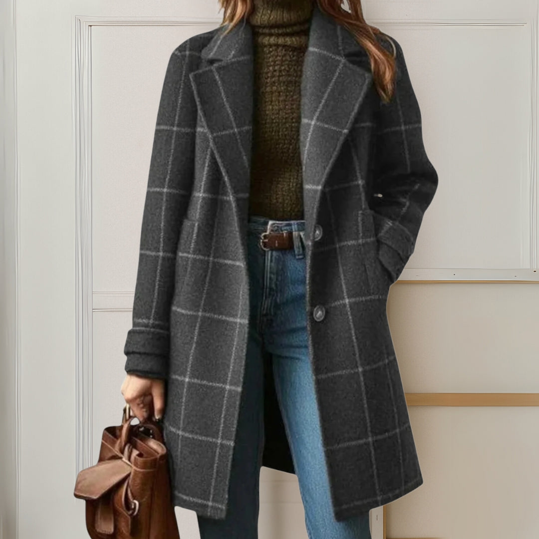 Judith™ | Abrigo Largo de Tweed a Cuadros