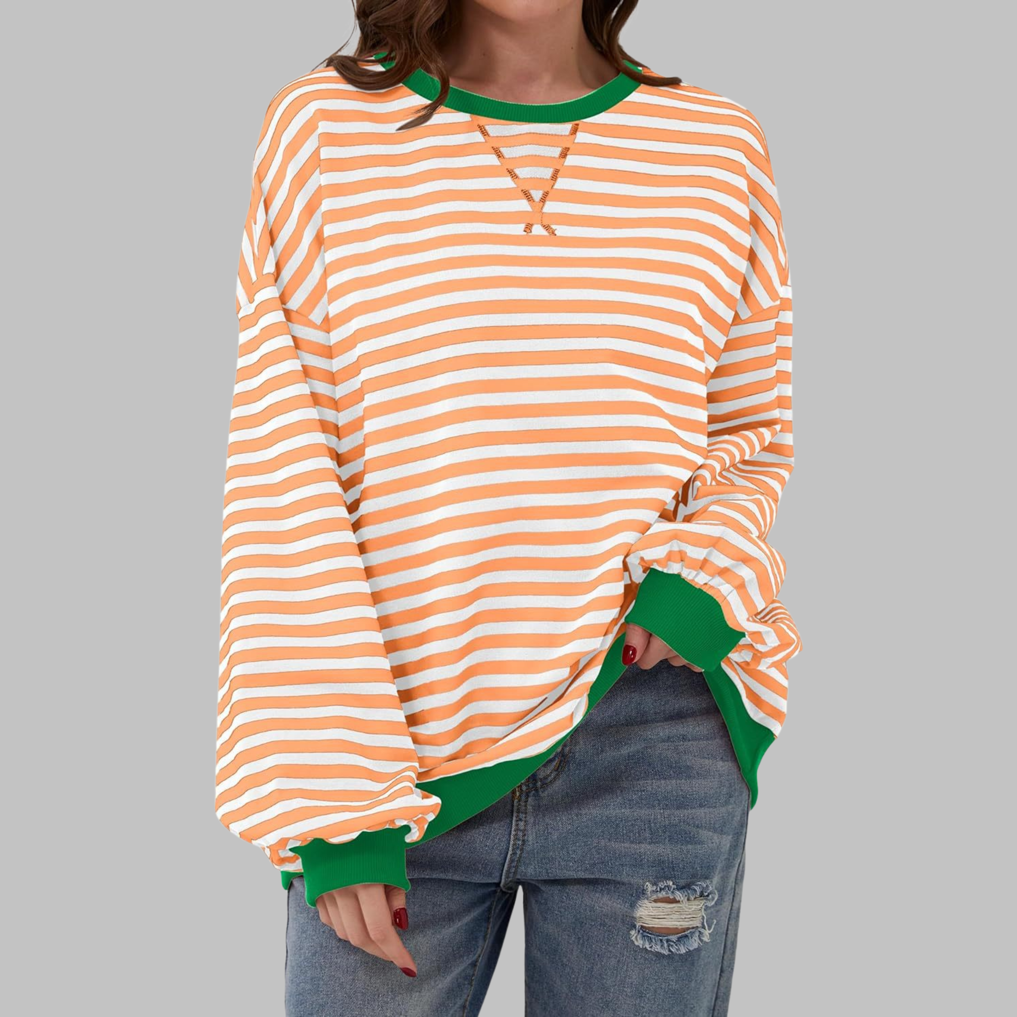 LUKA - Blusa suave de manga larga a rayas - Capa ligera para la primavera