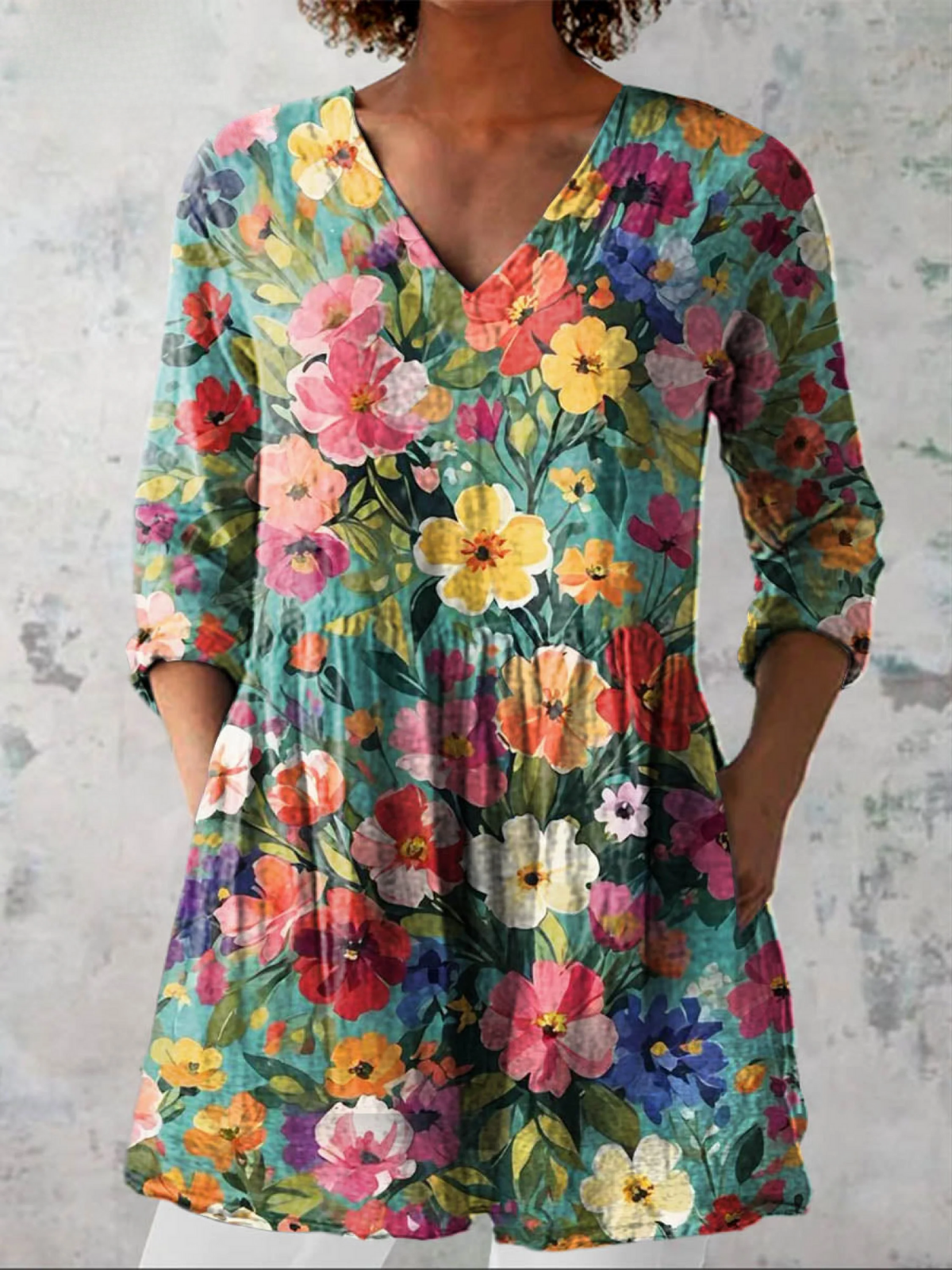 Ines | Blusa de escote en V larga vintage
