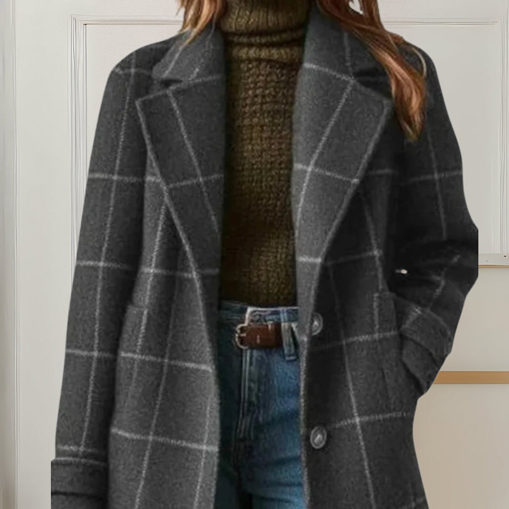 Judith™ | Abrigo Largo de Tweed a Cuadros