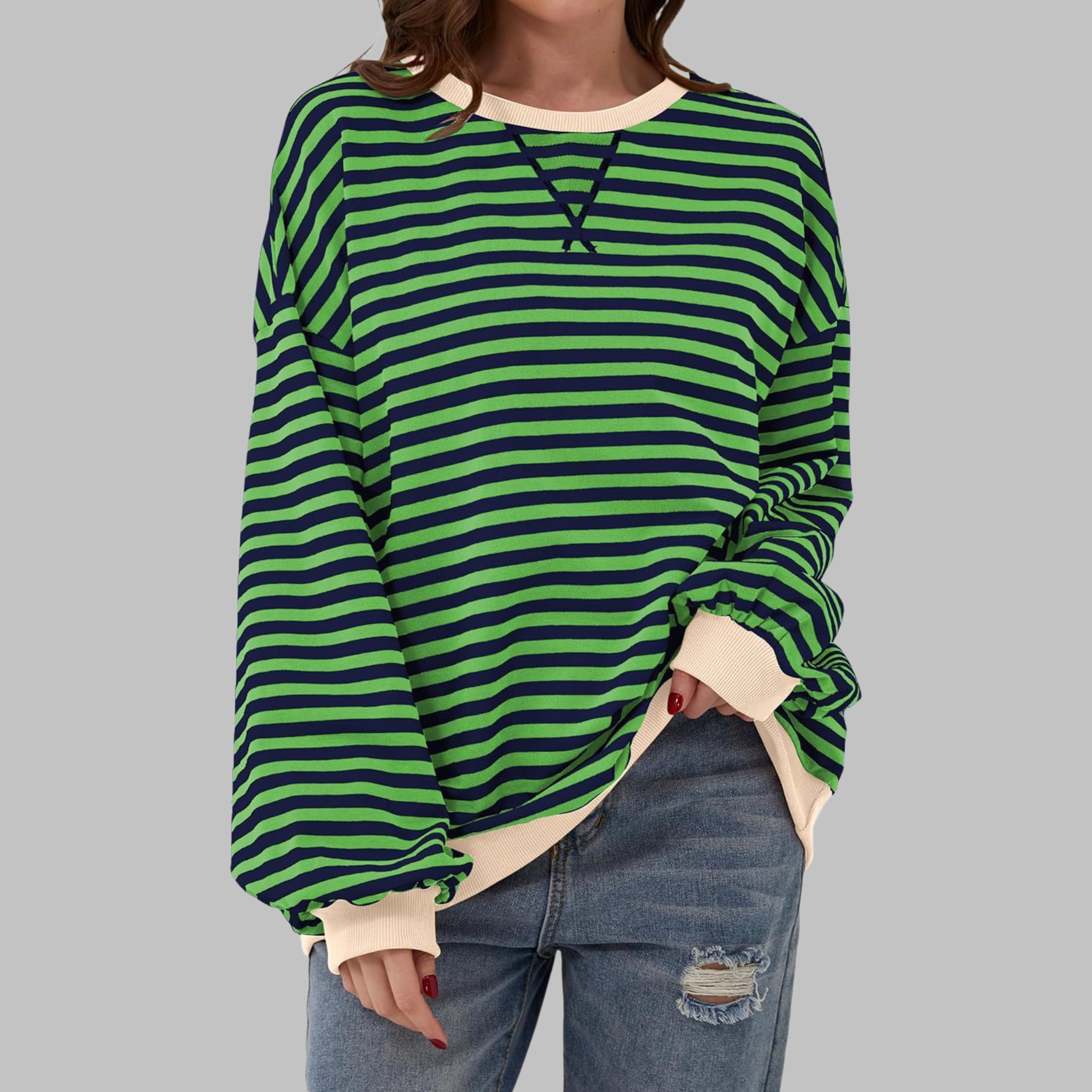 LUKA - Blusa suave de manga larga a rayas - Capa ligera para la primavera