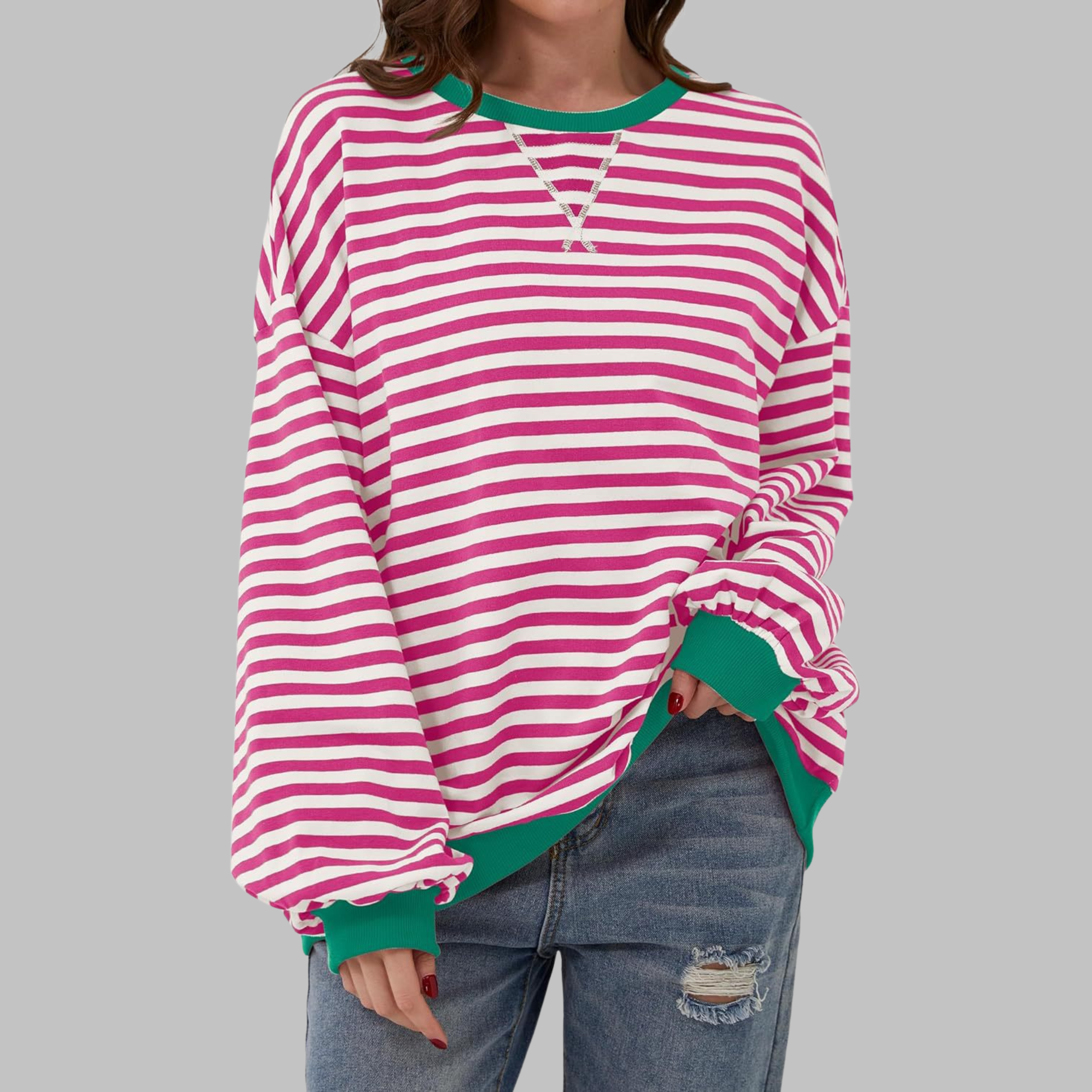 LUKA - Blusa suave de manga larga a rayas - Capa ligera para la primavera