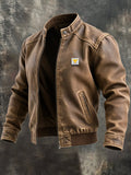 JAN™ | chaqueta de cuero vintage de color marrón de estilo clásico