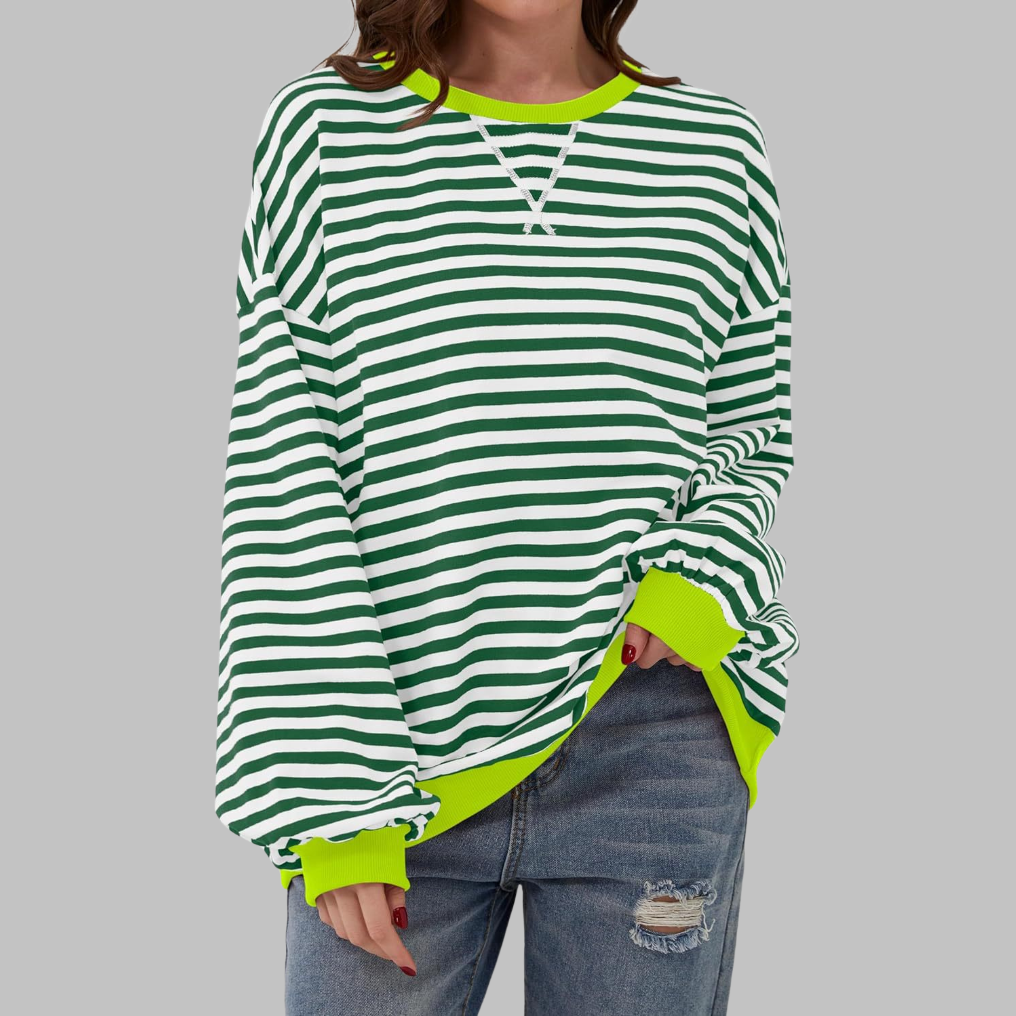 LUKA - Blusa suave de manga larga a rayas - Capa ligera para la primavera