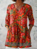 Felicity | Camisa de escote en V de manga larga vintage