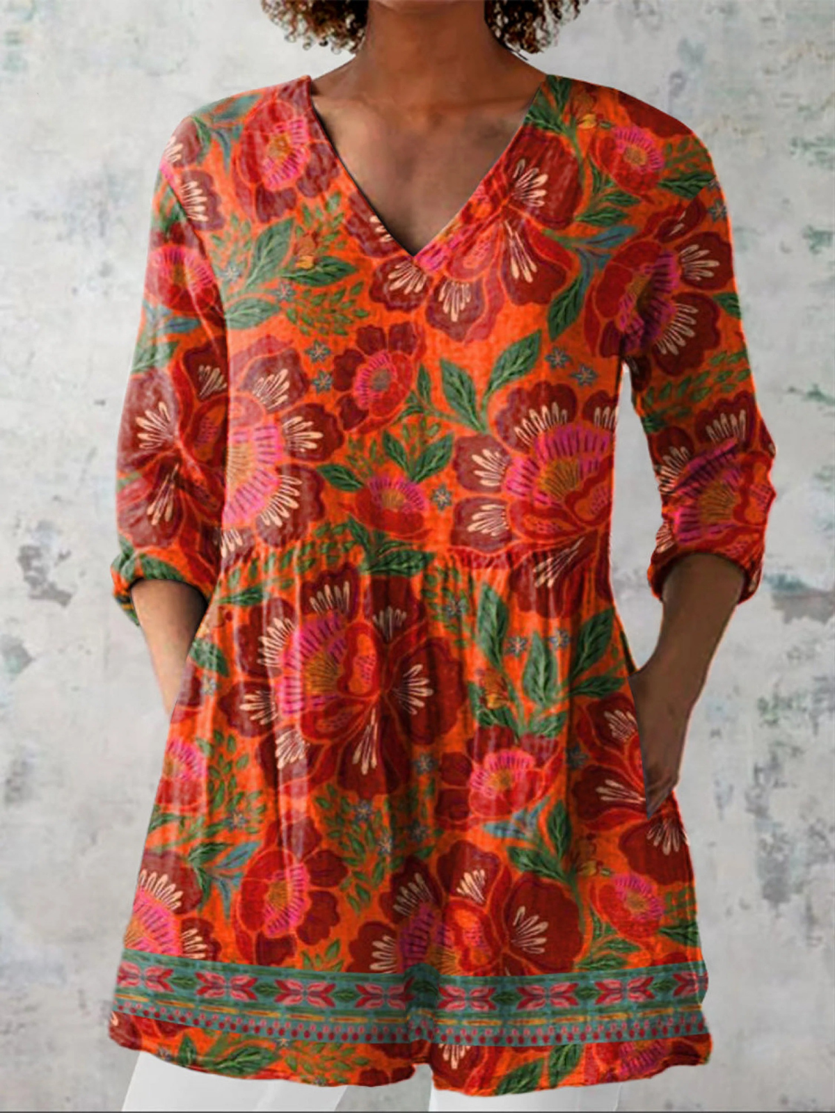 Felicity | Camisa de escote en V de manga larga vintage