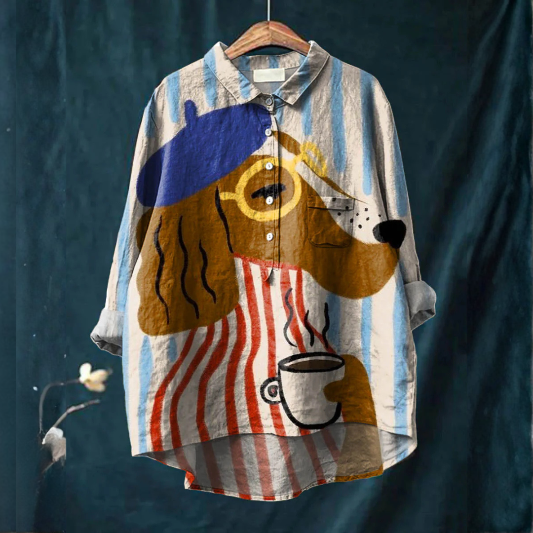Valeria – Camisa de lino con estampado