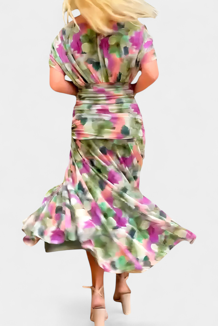Magda™ | Vestido largo floral con escote en forma de corazón