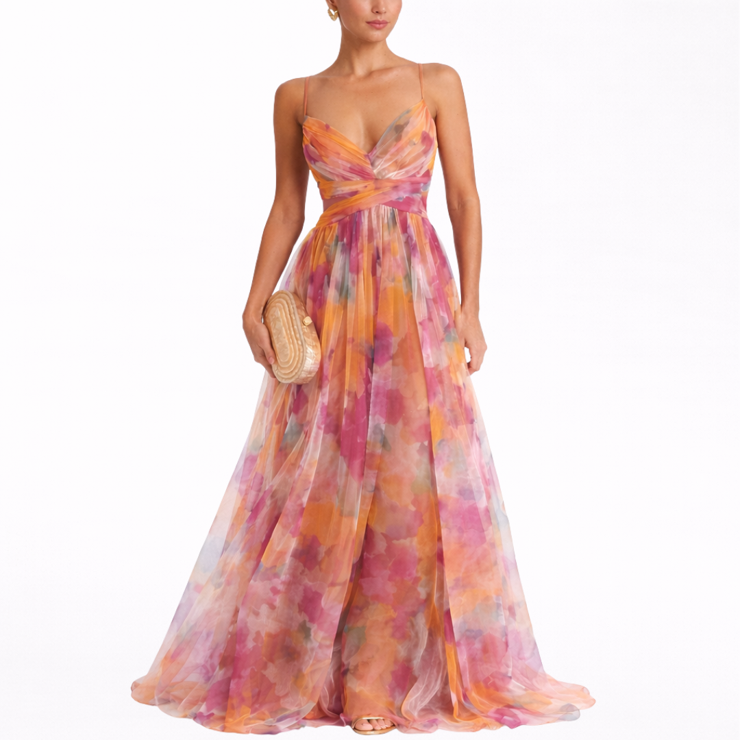 Giselle | Encantador vestido maxi con estampado floral