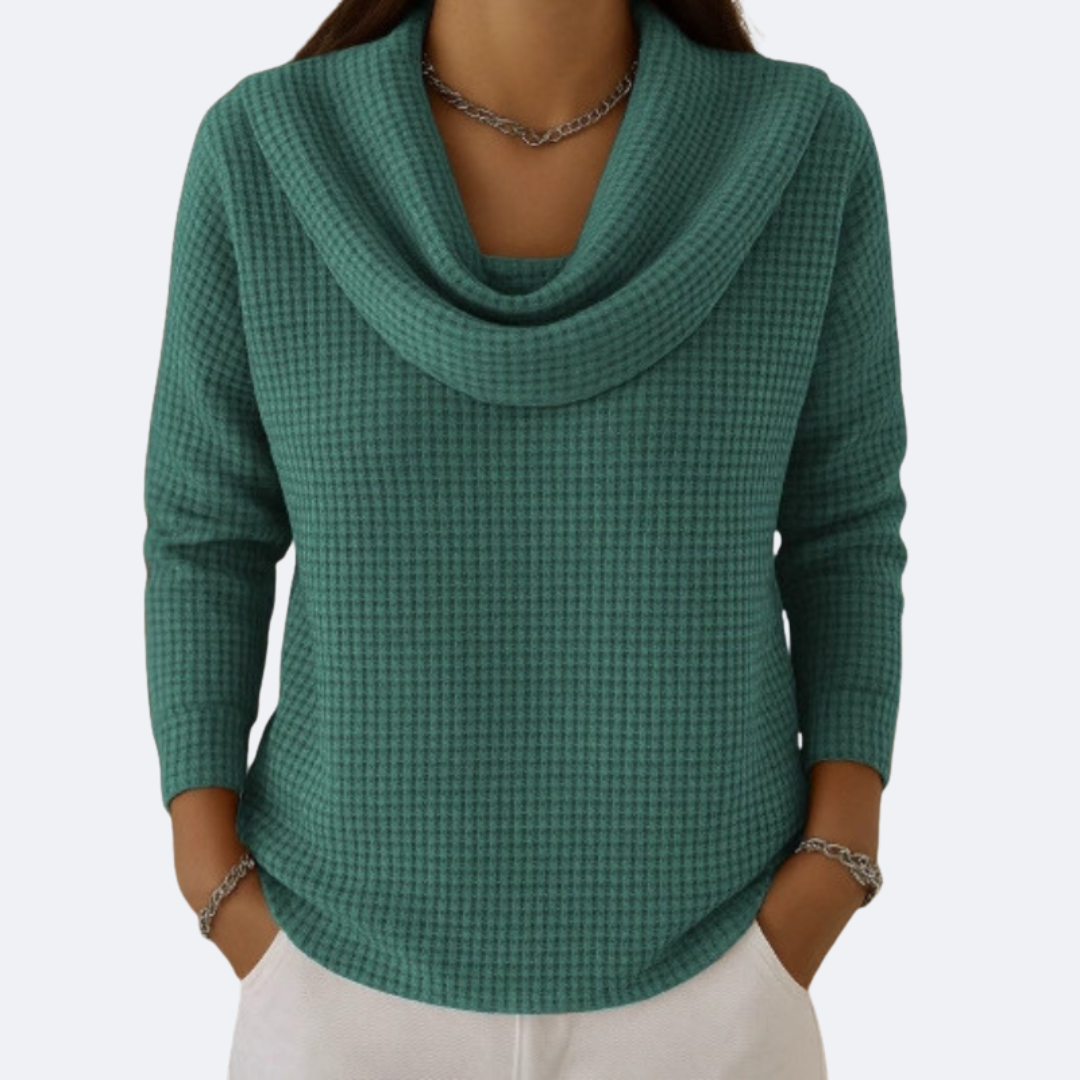LIVIA - Suéter de cuello suave térmico con efecto waffle