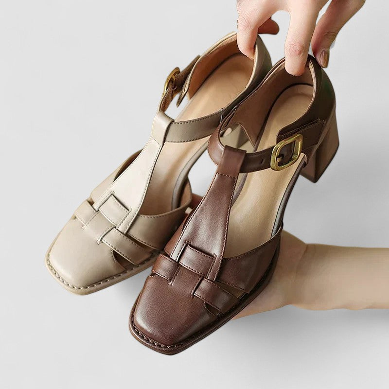 Elyxiana | Zapatos ortopédicos con tacón de bloque y correa en T