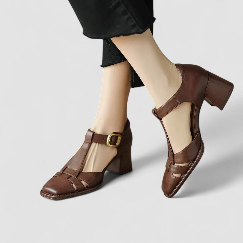 Elyxiana | Zapatos ortopédicos con tacón de bloque y correa en T
