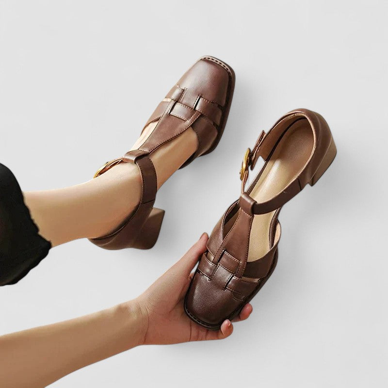 Elyxiana | Zapatos ortopédicos con tacón de bloque y correa en T