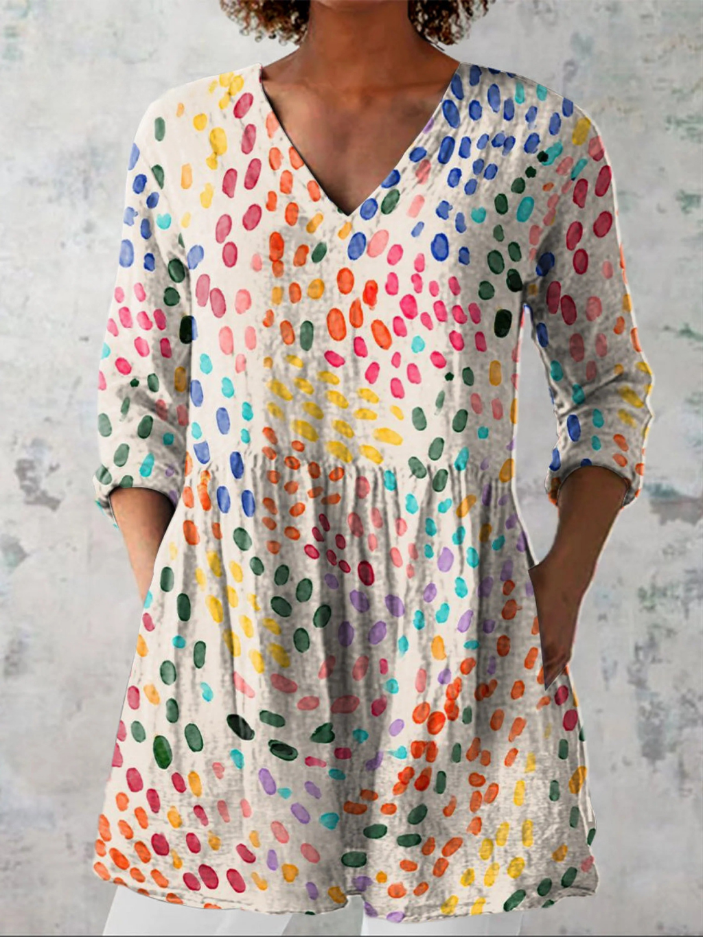 Bernadette | Camisa de cuello en V de manga larga vintage