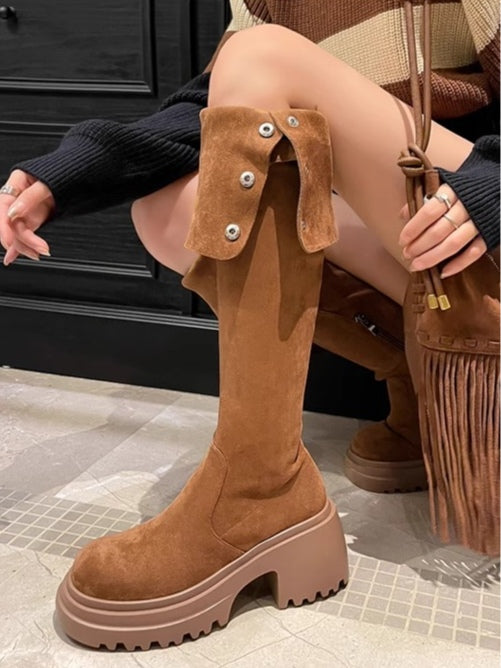 Botines altos marrón, botas largas, botas de caballero