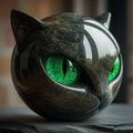 NyxCharm | Escultura Mística Cabeza de Gato Negro
