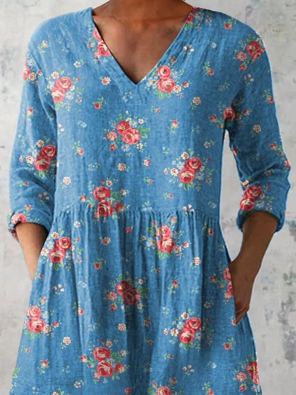 Mabel | Blusa de cuello en V larga vintage