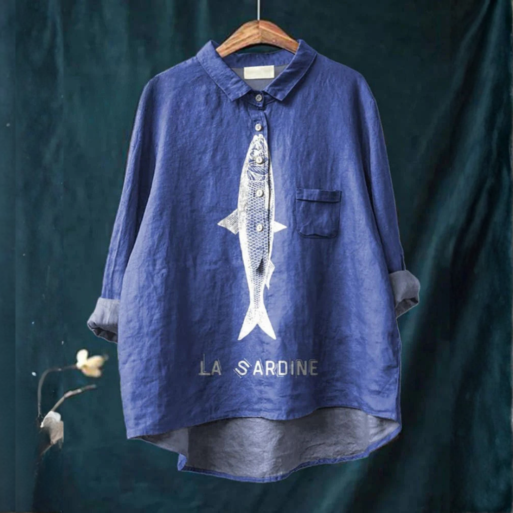 Federica – Camisa de lino con estampado