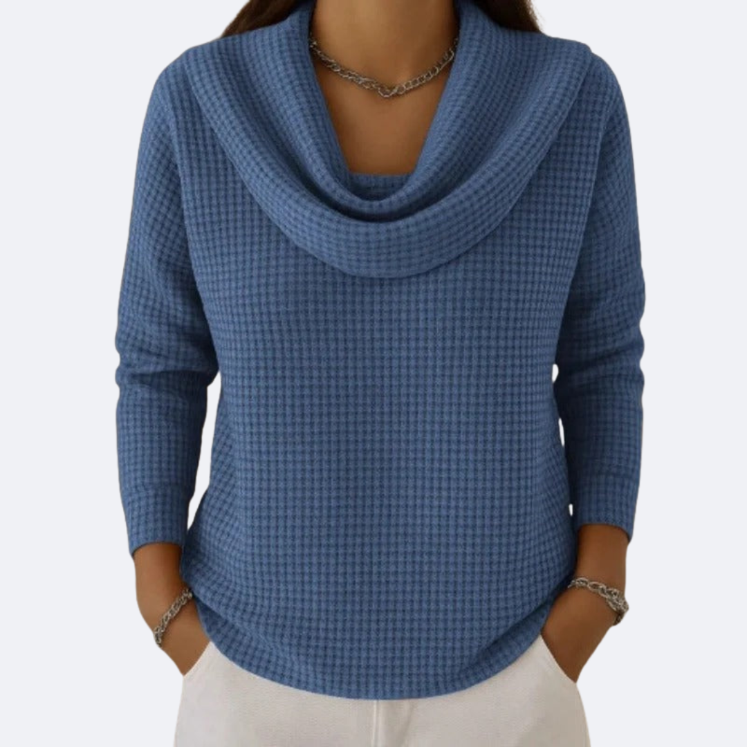 LIVIA - Suéter de cuello suave térmico con efecto waffle
