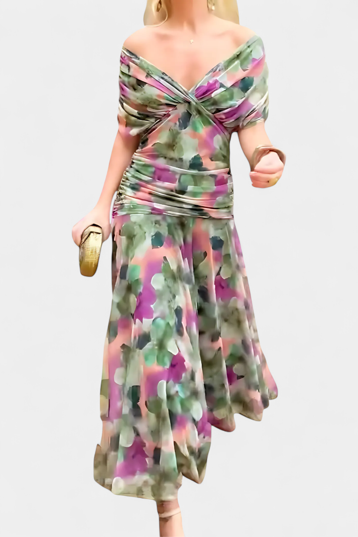 Magda™ | Vestido largo floral con escote en forma de corazón