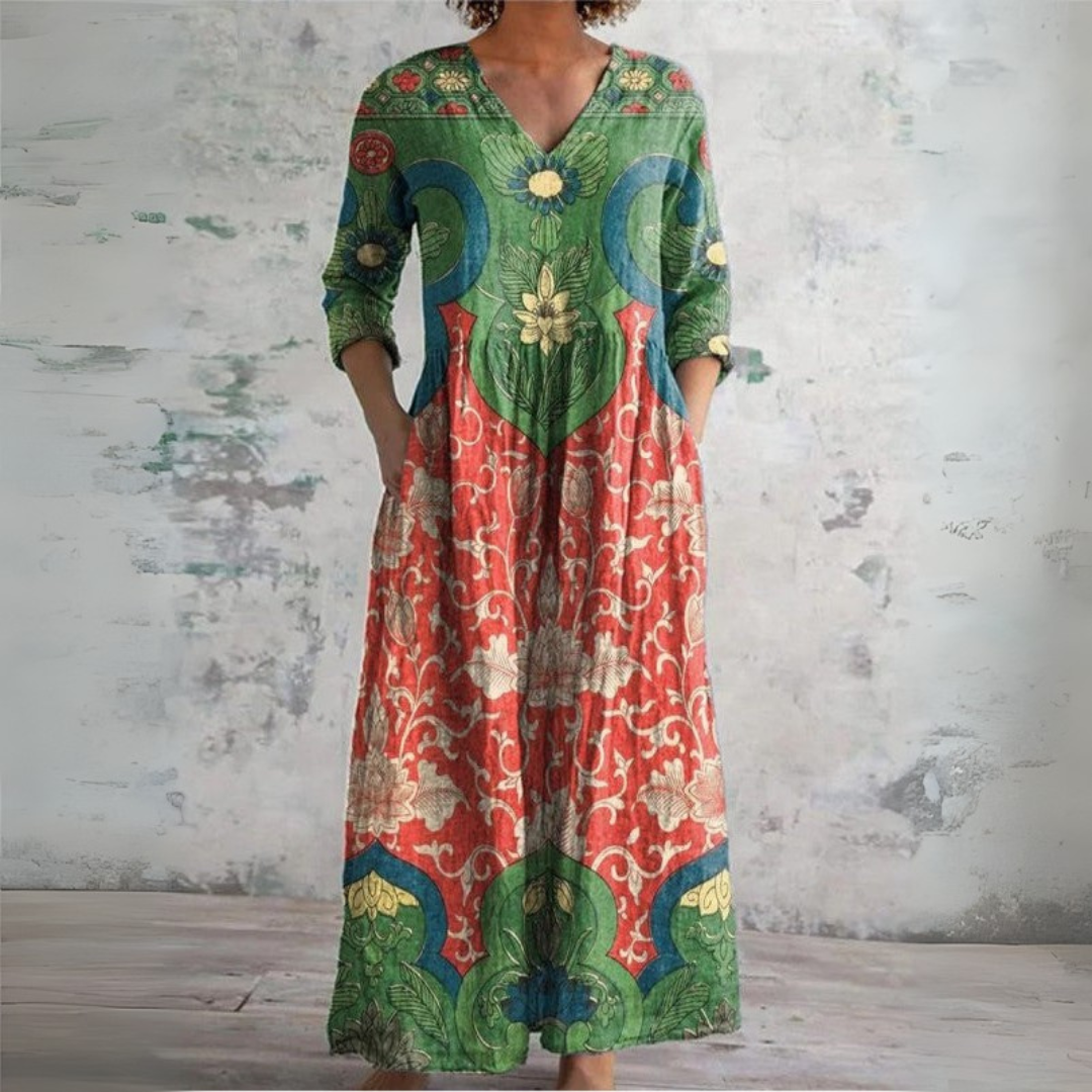 Sophia | Vestido Maxi Vintage con Estampado Floral